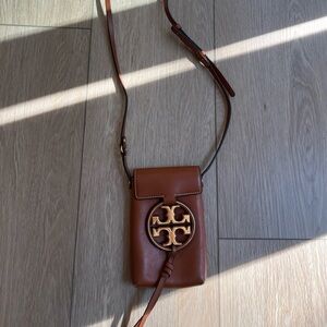 Cognac Tory Burch Miller Phone Crossbody